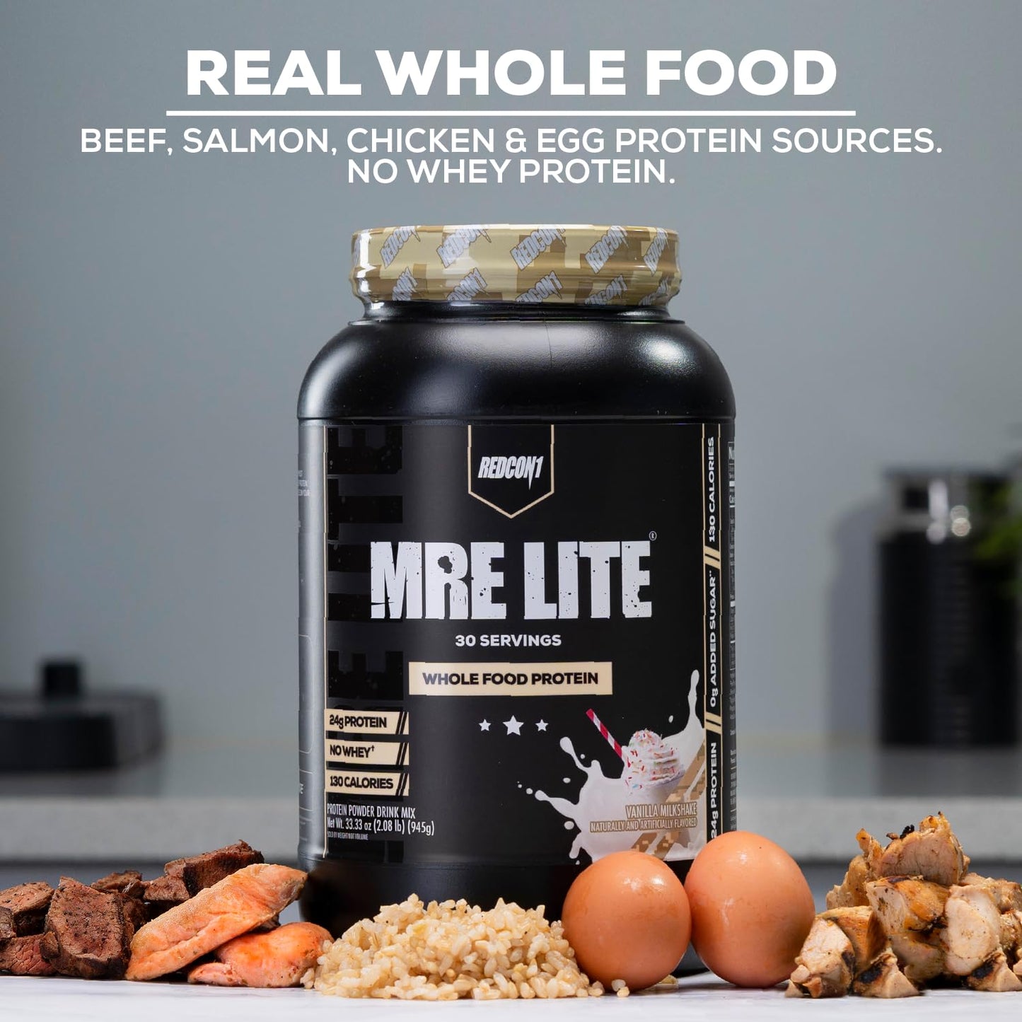 REDCON1 MRE Lite Whole Food Protein Powder, Cookies N' Cream, 30 Servings