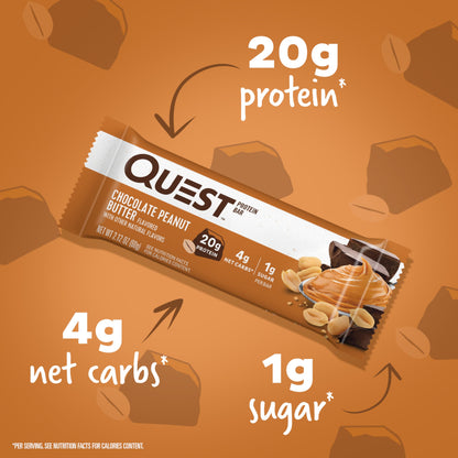 Quest Nutrition Quest Nutrition Chocolate Peanut Butter Bars, High Protein, Low Carb, Gluten Free, Keto Friendly, - 12 Count