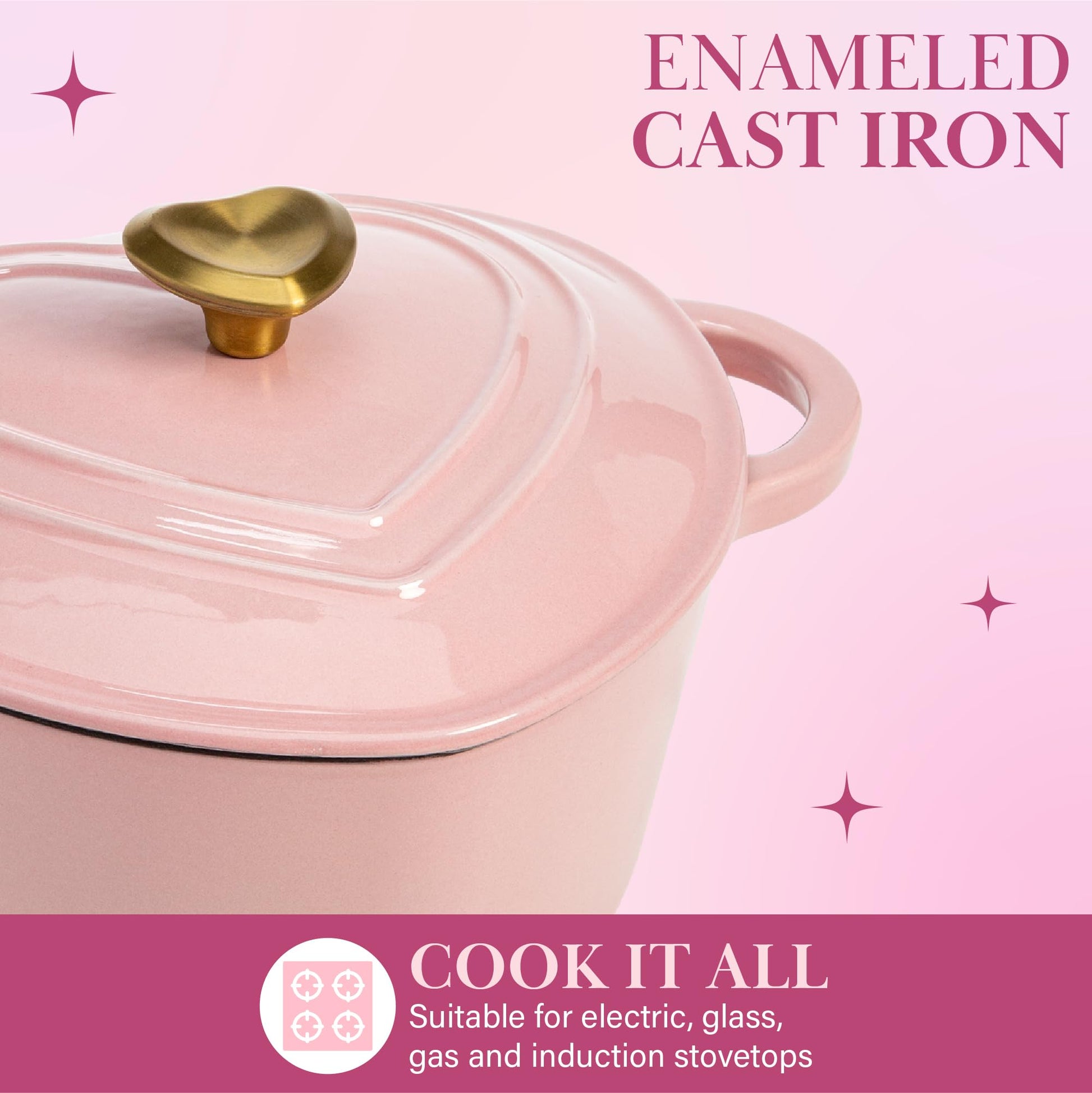 Paris Hilton Pink Heart-Shaped Enameled Cast Iron Dutch Oven - Gourmet Grocery Hub