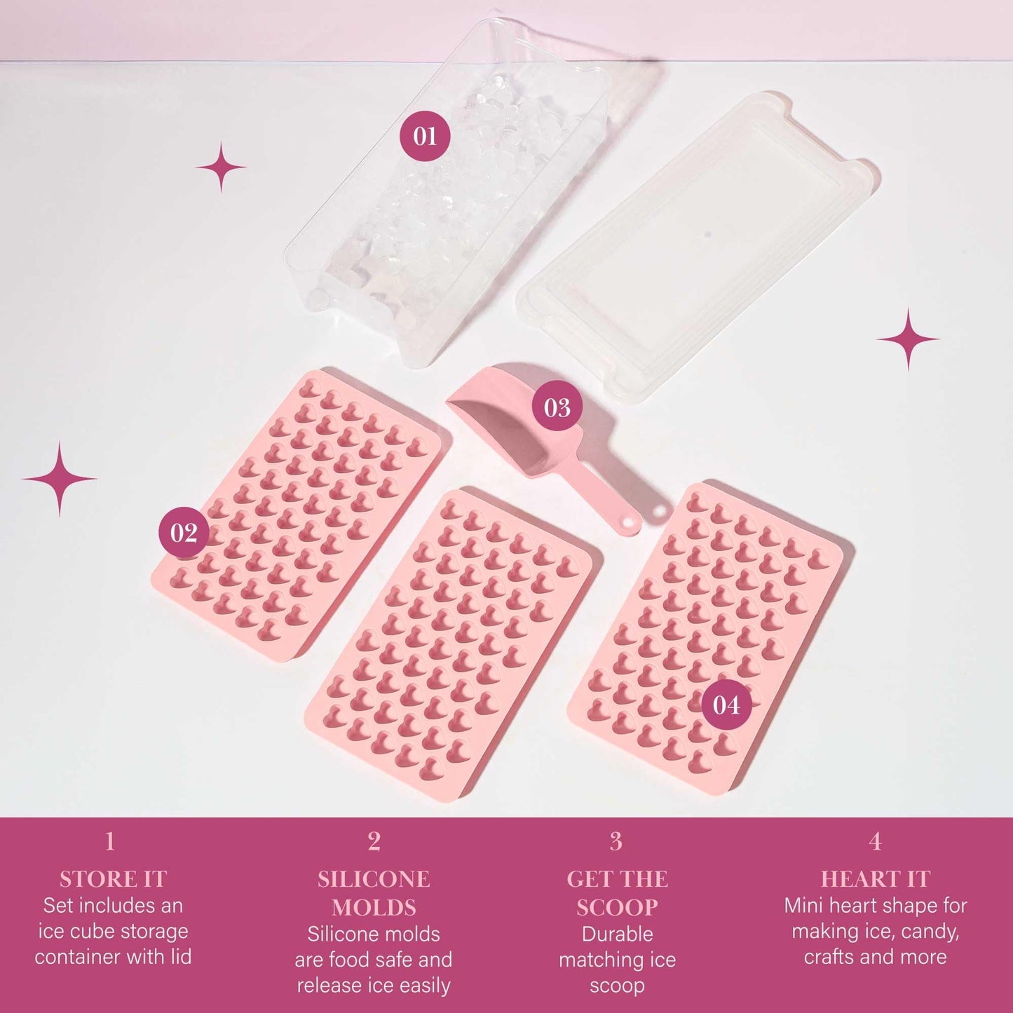 Paris Hilton Heart Shaped Mini Ice Cube Tray Set - Gourmet Grocery Hub