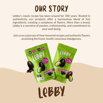 Lebby Lebby Dark Chocolate Covered Pistachios, Irresistibly Delicious Dark Chocolate Pistachios Snack, Gluten Free, Non-GMO & Vegan, 1.15 Ounce (Pack of 6)