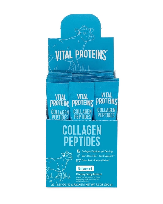 Vital Proteins Vital Proteins Collagen Peptides Powder Supplement Travel Packs, Hydrolyzed Collagen for Skin Hair Nail Joint - Dairy & Gluten Free - 10g per Serving - Zero Sugar - Unflavored (20ct per Box)