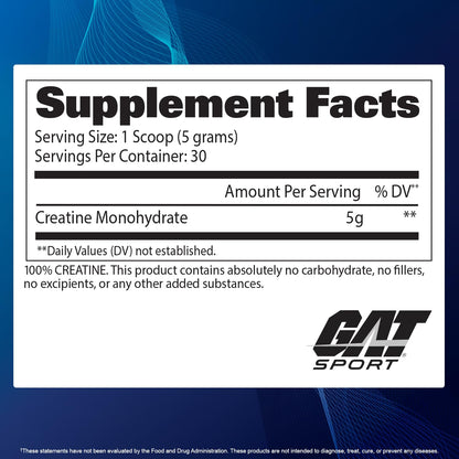 GAT SPORT GAT SPORT Creatine Monohydrate Powder – Boost Strength & Endurance