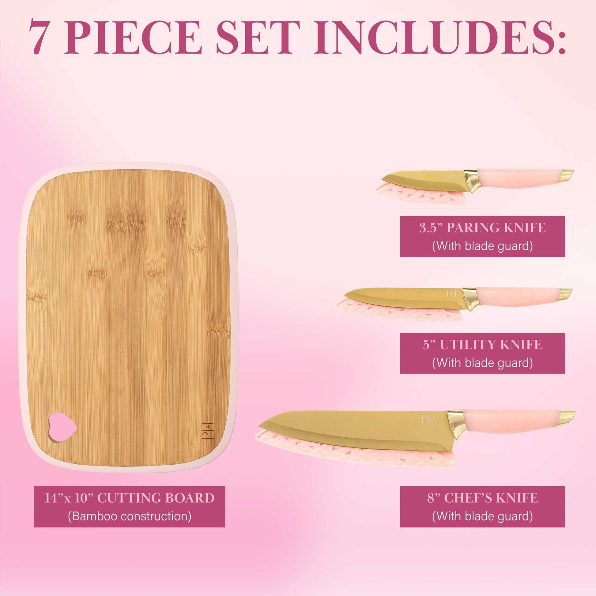 Paris Hilton Reversible Bamboo Cutting Board & Knife Set - Gourmet Grocery Hub