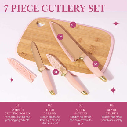 Paris Hilton Reversible Bamboo Cutting Board & Knife Set - Gourmet Grocery Hub