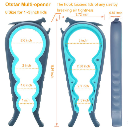 Otstar Otstar Multi-Functional Jar and Bottle Opener for Weak Hands, Seniors, and Arthritis - Blue and Grey