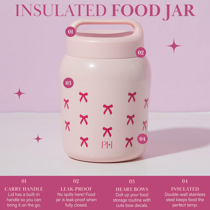 Paris Hilton Pink Stainless Steel Food Jar - 24-Ounce - Gourmet Grocery Hub