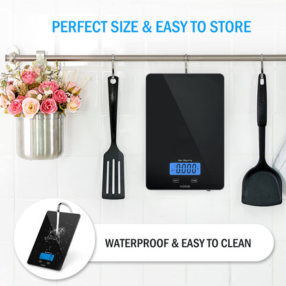 KOIOS 33lb Digital Kitchen Scale, USB Rechargeable, Waterproof Glass