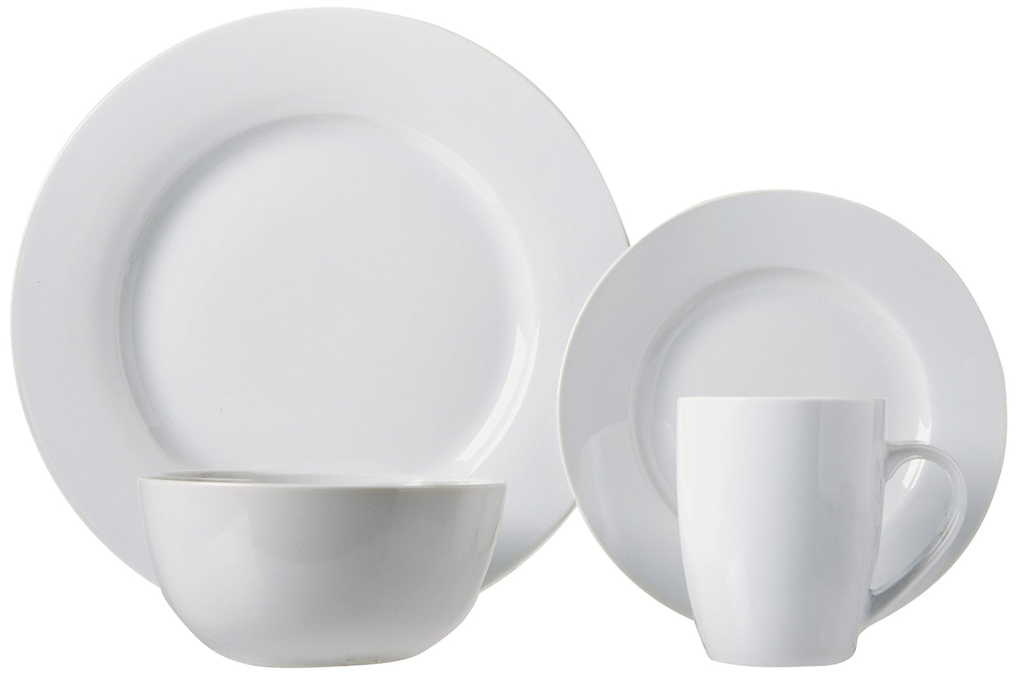 Amazon Basics Amazon Basics 16-Piece Porcelain Kitchen Dinnerware Set with Plates