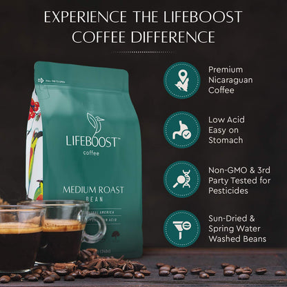 Lifeboost Coffee Organic Coffee Beans Medium Roast