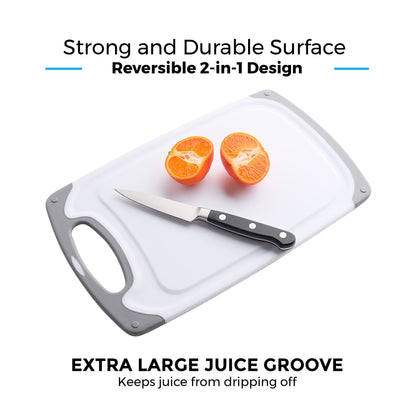 Freshware Cutting Board with Juice Grooves, Reversible, BPA-Free, Non-Porous, Dishwasher Safe, Kitchen, Set of 3, 16"L x 9.8"W x 0.3"Th