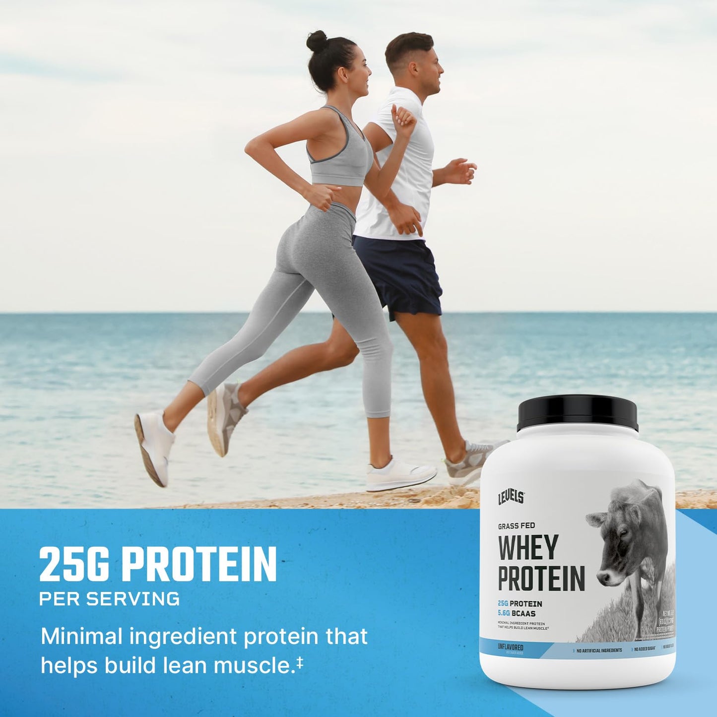 Levels Nutrition Levels Grass Fed Whey Protein, No Artificials, 25G of Protein, Unflavored, 5LB