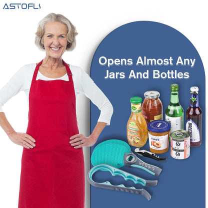 Astofli 5-Pack Multi-Function Bottle and Jar Opener Set for Weak Hands and Seniors