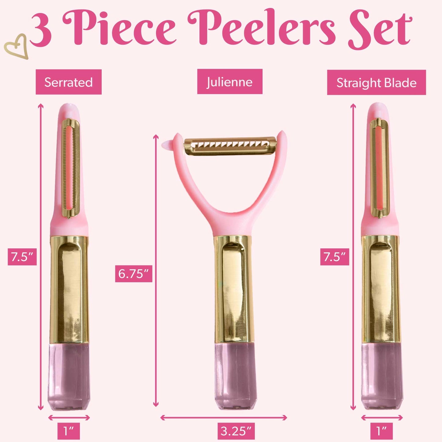 Paris Hilton 3 Piece Peeler Set with Pink Jewel Handle - Gourmet Grocery Hub