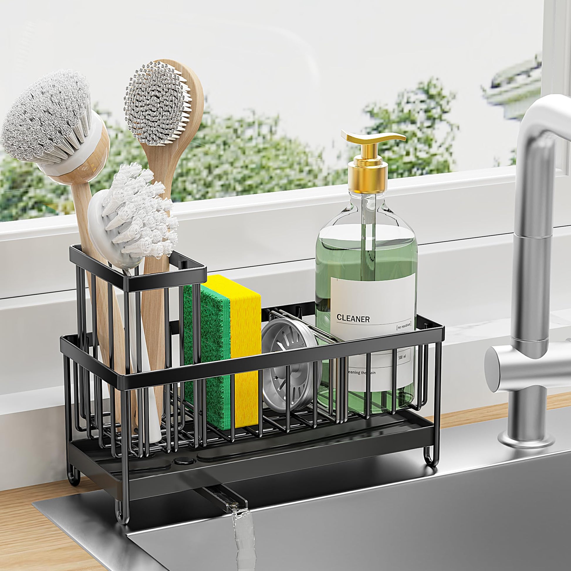 Cisily Kitchen Sink Caddy - Rustproof 304 Stainless Steel Organizer