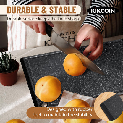 Plastic Cutting Coards for Kitchen, 3-Piece Large Cutting Board Set Dishwasher Safe Chopping Boards with Non-slip Feet and Juice Grooves, Kikcoin