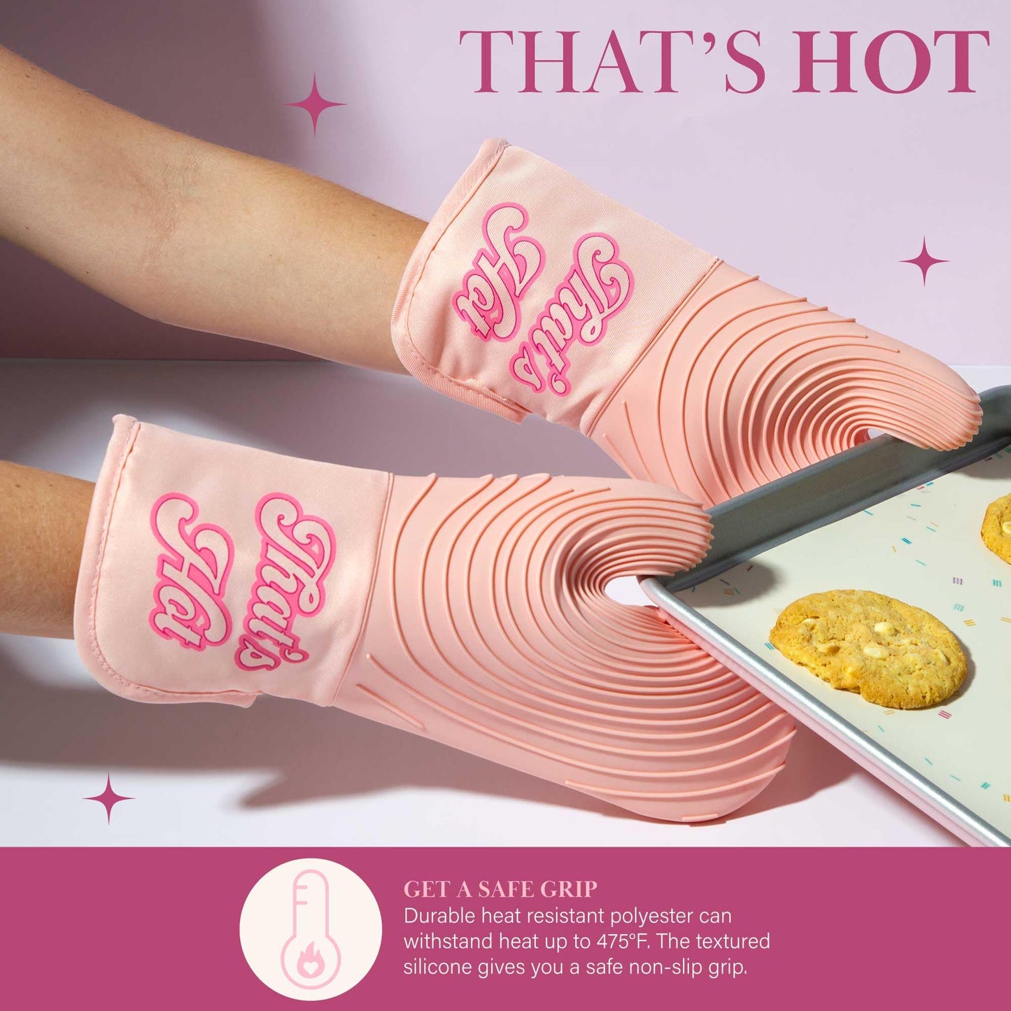 Paris Hilton Iconic Pink Oven Mitt Set - That's HOT Design - Gourmet Grocery Hub