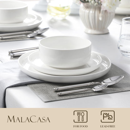 MALACASA MALACASA Series LUNA 12-Piece Porcelain Dinnerware Set, Service for 4