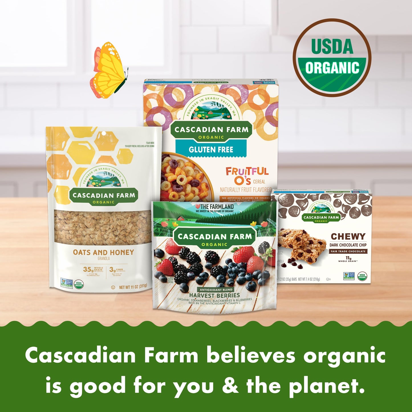 Cascadian Farm Organic Mixed Berry Cereal, No Added Sugar, 12.2 oz