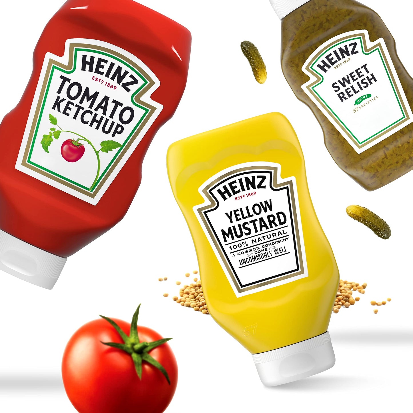 Heinz Tomato Ketchup, Relish, and Mustard Picnic Pack, 3 Count