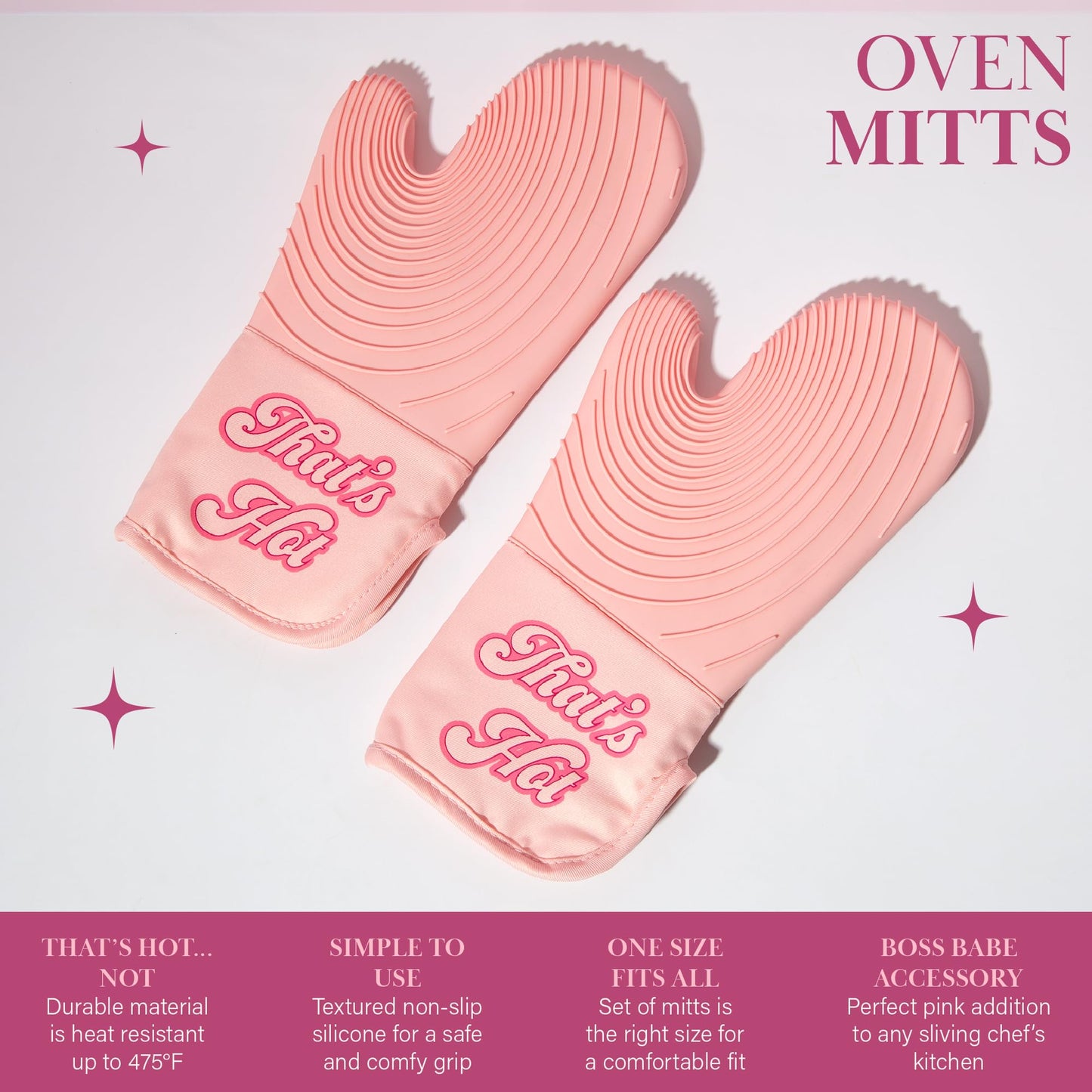 Paris Hilton Iconic Pink Oven Mitt Set - That's HOT Design - Gourmet Grocery Hub