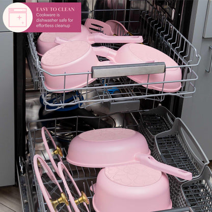 Paris Hilton 10-Piece Ceramic Nonstick Cookware Set in Pink - Gourmet Grocery Hub