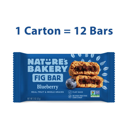 Natureâ€™s Bakery Whole Wheat Fig Bars, Blueberry, Real Fruit, Vegan, Non-GMO, Snack bar, Twin packs- 12 count