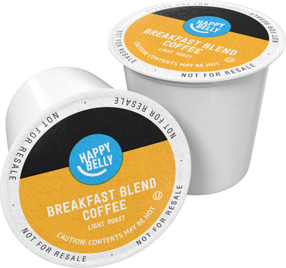 Happy Belly Light Roast Coffee Pods, Breakfast Blend, 100 Count, Keurig 2.0 Compatible