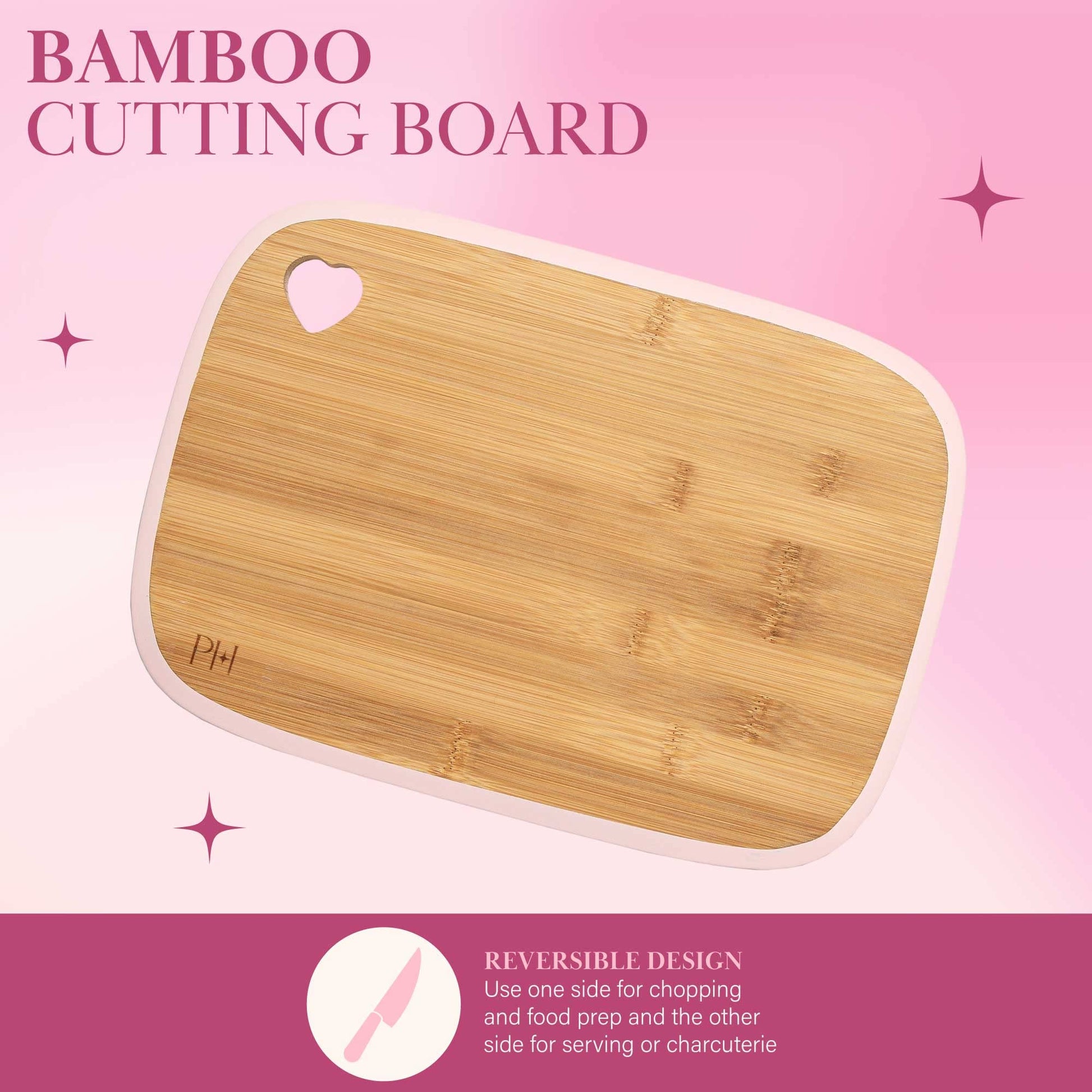 Paris Hilton Reversible Bamboo Cutting Board & Knife Set - Gourmet Grocery Hub