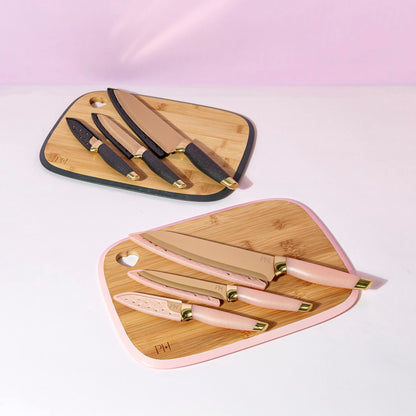 Paris Hilton Reversible Bamboo Cutting Board & Knife Set - Gourmet Grocery Hub