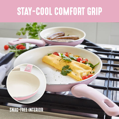 GreenLife Soft Grip 8-Piece Non-Toxic Cookware Set - Soft Pink - Gourmet Grocery Hub