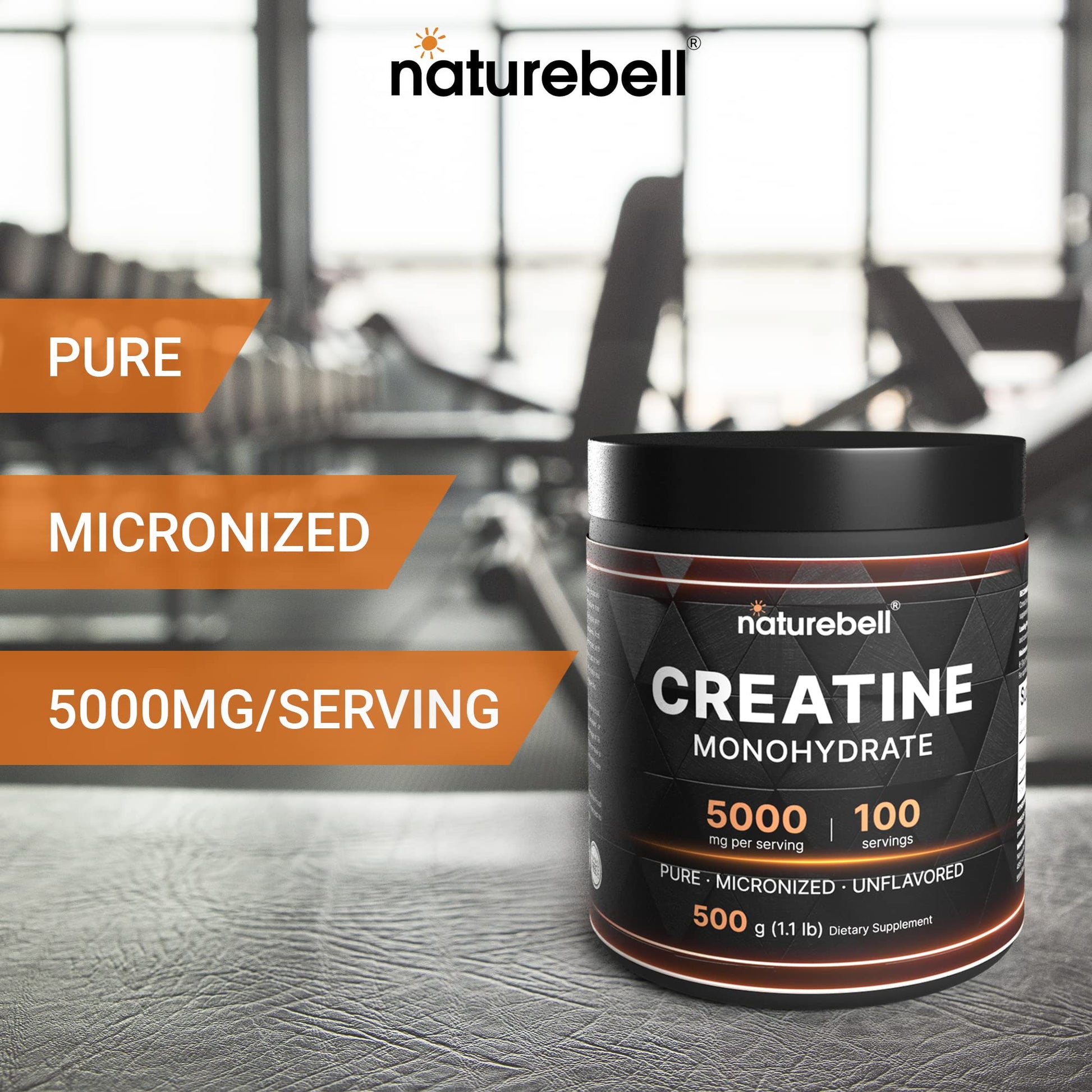 NatureBell NatureBell Creatine Monohydrate Powder, 500g - Pure, Micronized, Vegan