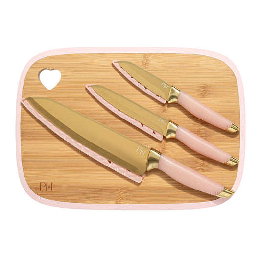 Paris Hilton Reversible Bamboo Cutting Board & Knife Set