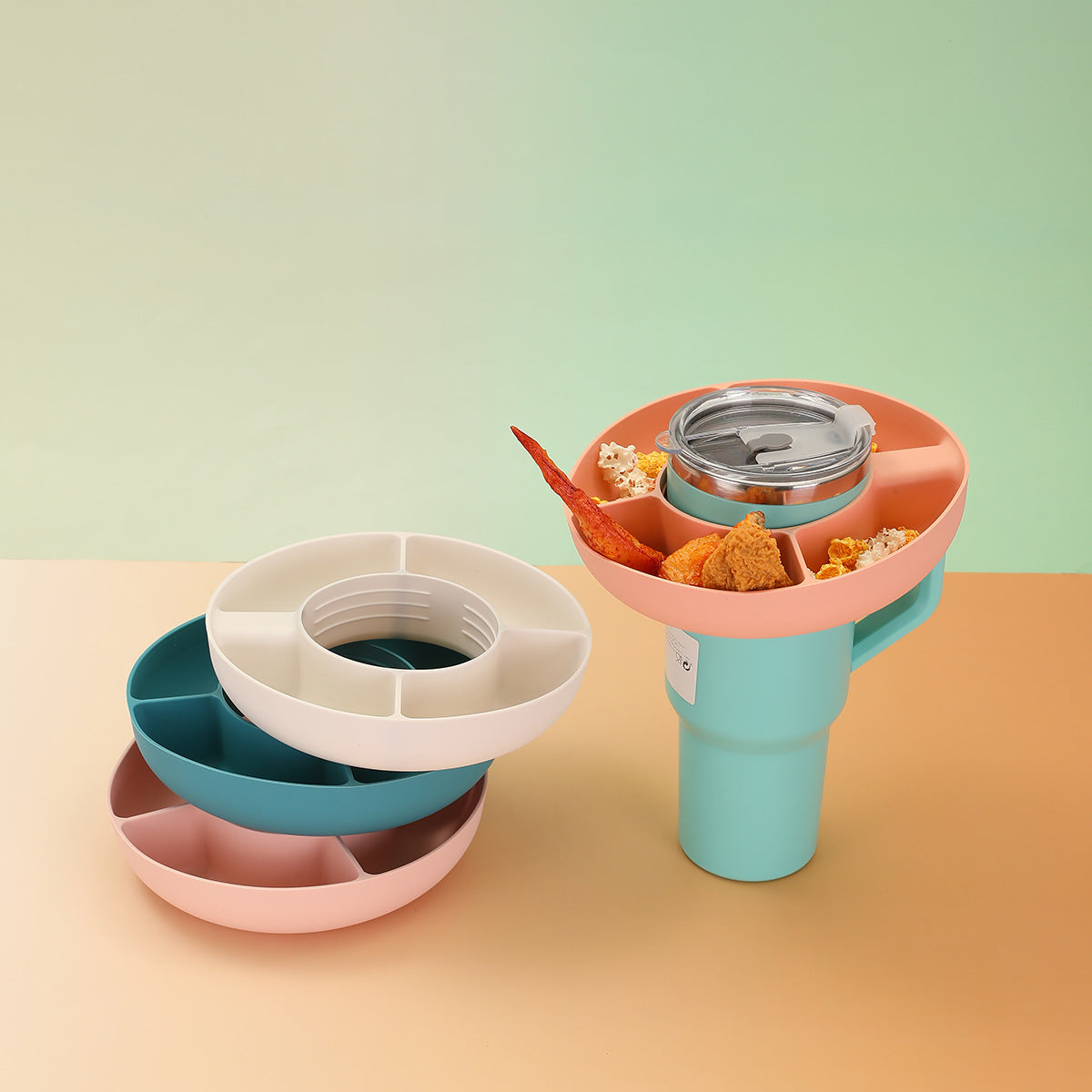 Plastic Snack Tray Cup Accessory - Easy Assembly for Flat Mouth Cups
