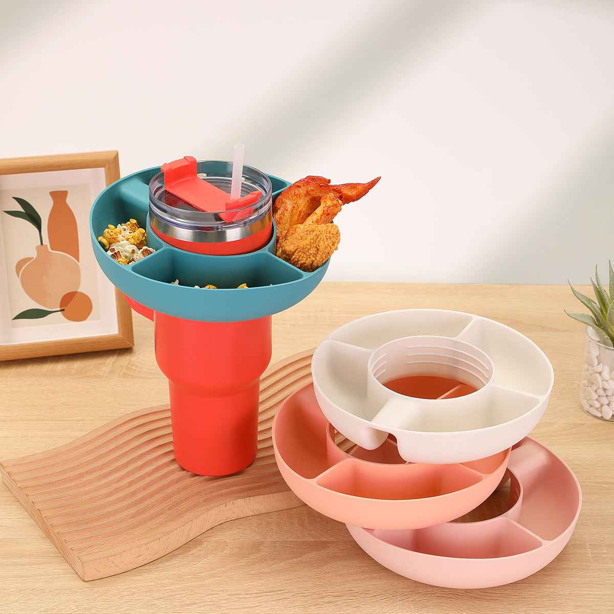 Plastic Snack Tray Cup Accessory, Easy to Assemble, Suitable for Snack Tray Accessories for Flat Mouth Cups