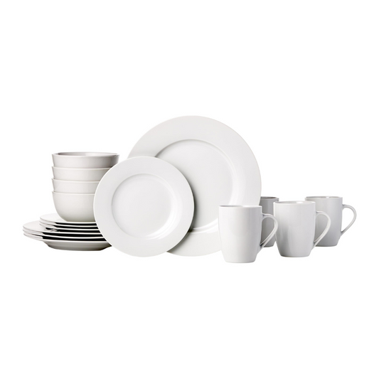 Amazon Basics Amazon Basics 16-Piece Porcelain Kitchen Dinnerware Set with Plates