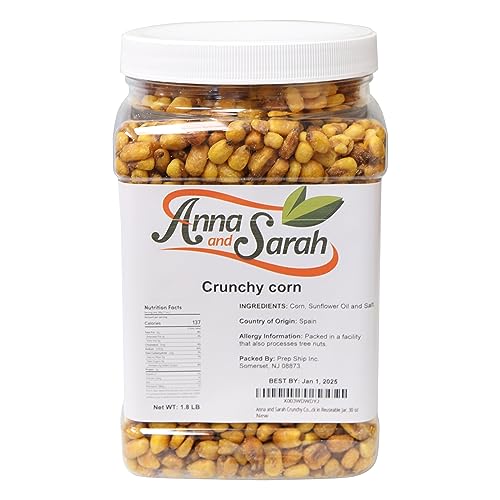 Anna and Sarah Crunchy Corn- Roasted and Salted Corn Nuts Reuseable Jar, 30 oz