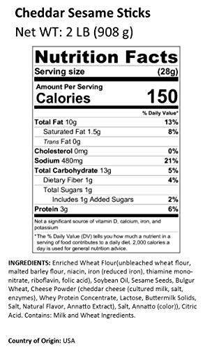 Anna and Sarah Anna and Sarah Cheddar Sesame Sticks in Resealable Bag, 2 Lbs