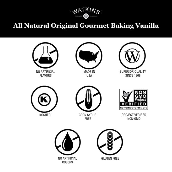 Watkins All Natural Original Gourmet Baking Vanilla, with Pure Vanilla Extract, 11 Fl Oz (Pack of 1) - Packaging May Vary