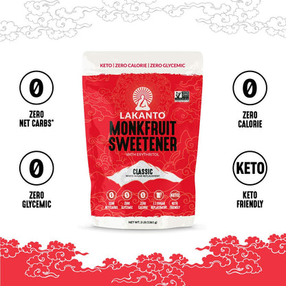 Lakanto Lakanto Classic Monk Dried Fruit Sweetener with Erythritol - Sugar Replacement (Classic White - 3 lb)