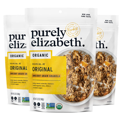 purely elizabeth. Purely Elizabeth Organic Original, Ancient Grain Granola, Gluten-Free, Non-GMO (3 Ct, 12oz Bags)