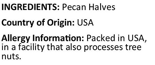 Pecans Ingredients Country of Origin ( USA ) Allergy Info ( tree nuts )